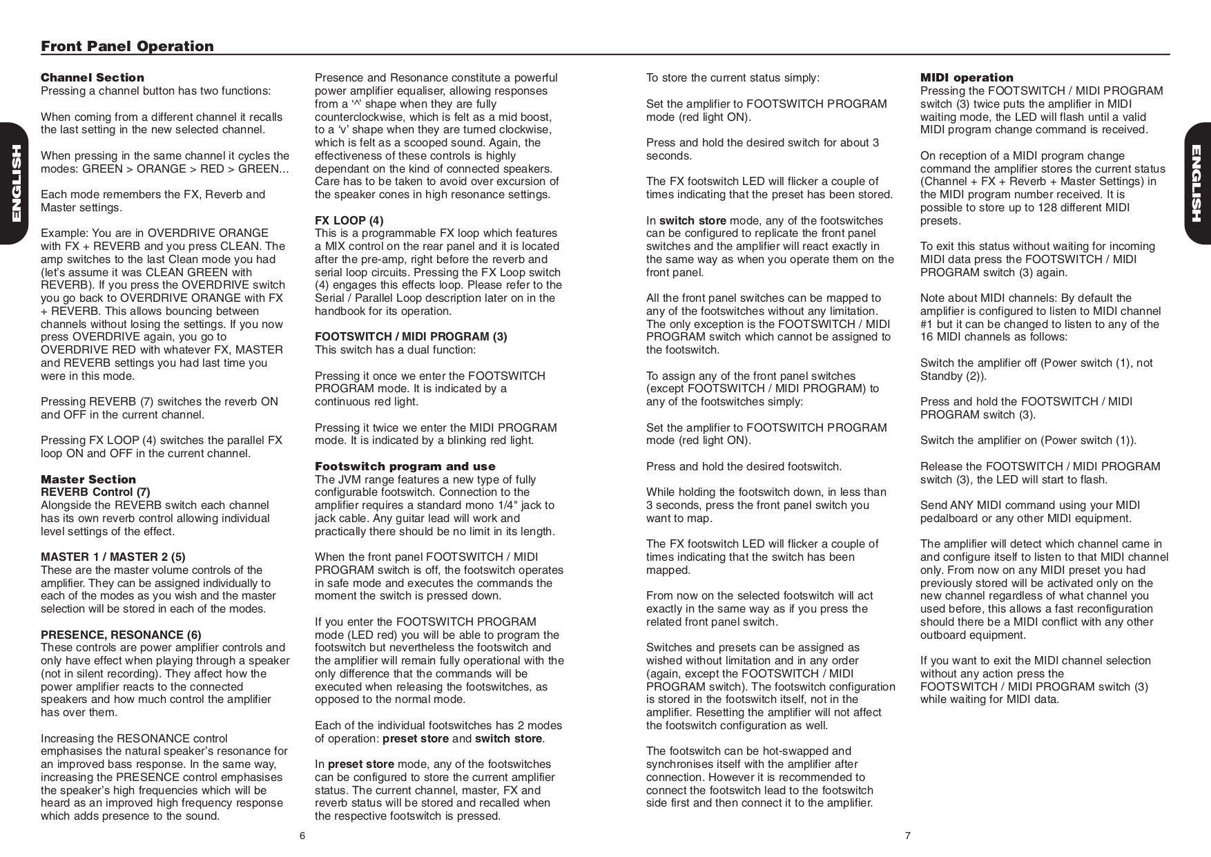 PDF manual for Marshall Amp JVM210C